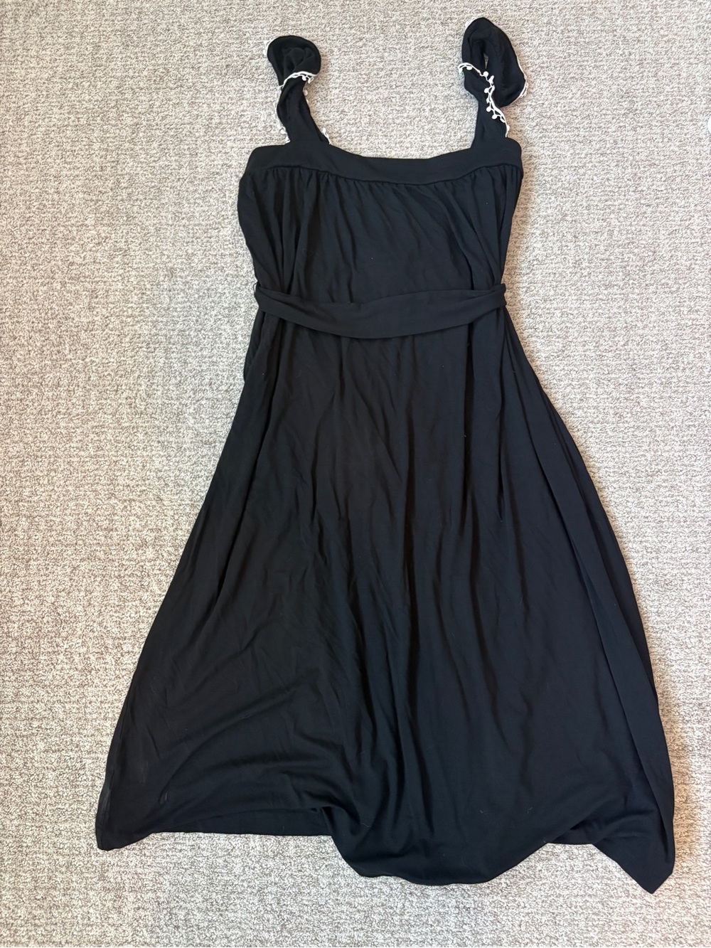 LOFT Black Sleeveless Midi Dress with Removable Bow Tie Waist Size Medium